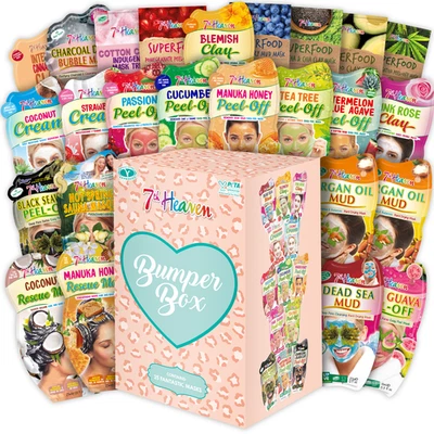 7THHEAVENUK 7th Heaven Bumper Box Face Mask Gift Set With A Variety of 25 Hair Face Masks