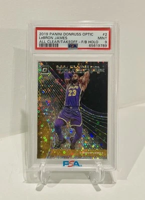 LeBron James 2019-20 Donruss Optic All Clear para decolagem Fast Break Holo PSA 9 - Imagem 1 de 3
