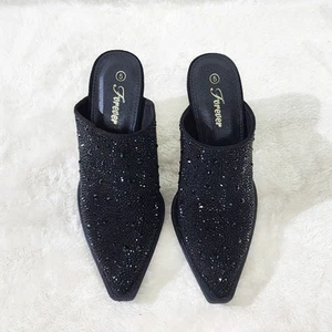 Zapatos sin cordones Vibes Western Vaquera Mules/Zuecos Estrás Negros - Imagen 1 de 9