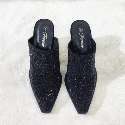 Zapatos sin cordones Vibes Western Vaquera Mules/Zuecos Estrás Negros Foto 1 de 4