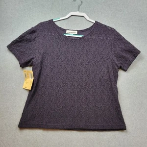 Cynthia Max Womens XL Blouse Top Eggplant Purple Textured Stretch Shirt New - Picture 1 of 10