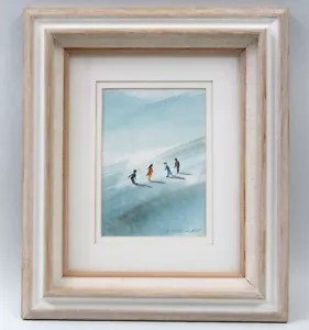 Joanne Giltner Olshan AWA 5x7 Watercolor Painting Figures on the Beach Children - Picture 1 of 7