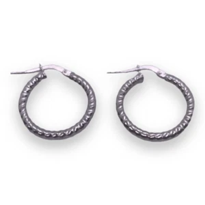 Orecchini a cerchio torcione in argento 925% diametro 1,5 cm x 2 mm - Picture 1 of 2