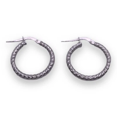 Orecchini a cerchio torcione in argento 925% diametro 2 cm x 3 mm - Immagine 1 di 2