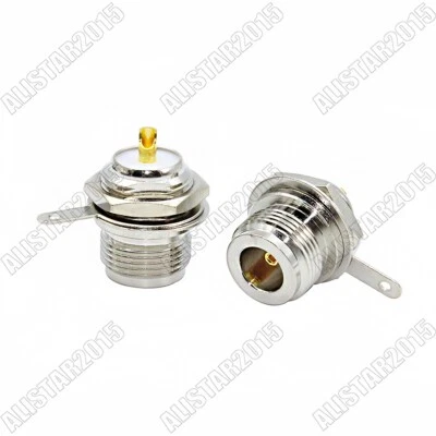 1x N Type Female Jack Chassis Front Mount Bulkhead Nut Solder Cup Coax Connector - Image 1 of 4
