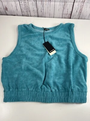 Camiseta corta sin mangas Monrow para mujer azul de algodón talla XXS de $98 Foto 1 de 3