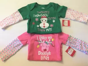 Baby Girls Christmas Long Sleeve Bodysuit Size 12 mo I Light Up Daddys Life - Picture 1 of 3