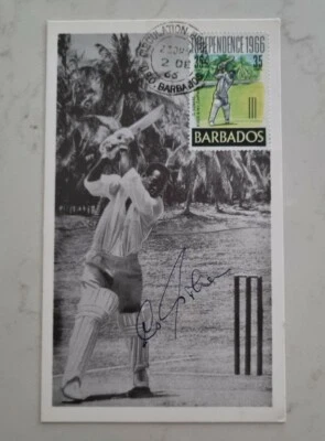 VERY RARE SIR GARFIELD GARRY SOBERS SIGNED IN PERSON RARE FDI POSTCARD CRICKET - image 1 of 2