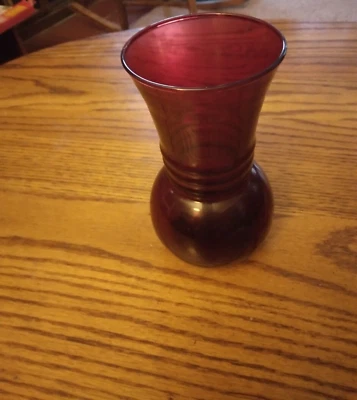 Vintage  Glass Vase Royal Ruby Red 6.5" - Image 1 of 3
