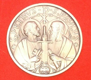 St. Peter / St. Paul Silver-plated Brass Souvenir Medal Made in Italy - Stamped - Picture 1 of 3
