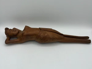 Hand Carved Wooden Woman Nude Nutcracker Mid Century Vintage Folk Art Figurine - Picture 1 of 22
