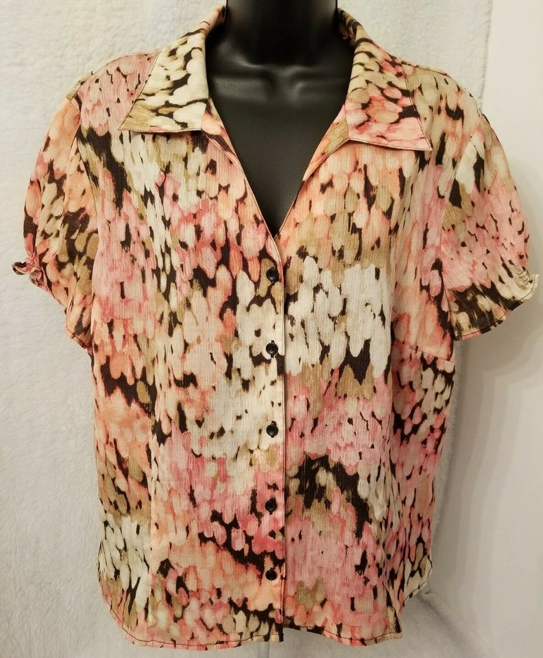 Camisa Top Blusa Mujer RQT Talla 18 Naranja Marrón Rosa Negro Blanco Foto 1 de 4