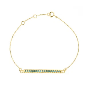 Brazalete con dije de barra de piedras preciosas turquesa de 0,60 quilates de oro de 14 quilates - The Jewelz - Imagen 1 de 3