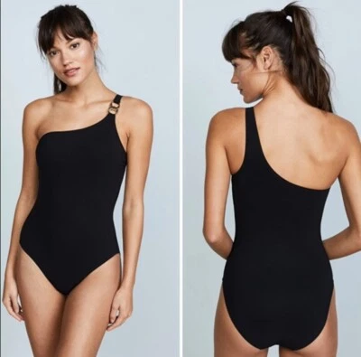 Traje de baño Tory Burch Gemini Link de una pieza con un hombro negro, para mujer XS Foto 1 de 4