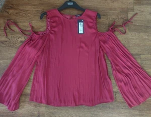 M&S Silky Cold Shoulder flare Sleeve Top UK 8/10/14 - Picture 1 of 4