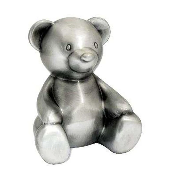 BABY MONEY BOX Pewter Silver Teddy Bear Gift Christening Shower Keepsake Present - image 1 of 1
