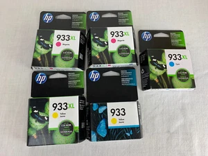 New Lot of 5 HP 933XL Ink Cartridges - Magenta- Cyan- Yellow- Exp 2020 - Picture 1 of 2