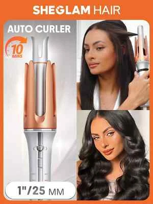 SHEGLAM 25mm Curling Iron Wand Rotating Auto Hair Curler for Hair Styling