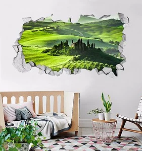 3D Green lawn 475 Wall Murals Stickers Decal breakthrough AJ WALLPAPER AU Lemon - Picture 1 of 5
