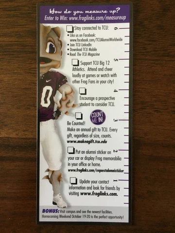 TCU Super Frog "Measure Up" campaign magnet excellent condition RARE Cover