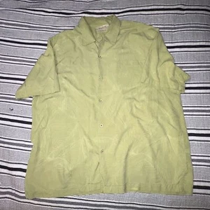 Tommy Bahama 100% Silk Camp Shirt Men’s XL Green Palm Leaf Pattern Flawed - Picture 1 of 9