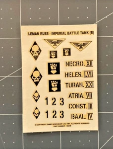 Warhammer 40K Imperial Guard BATTLE TANK TRANSFER B 1994 GW Astra Militarum I24 - Picture 1 of 1