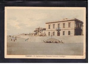 Cartolina Colonie Libia Tobruk R. Capitaneria e Piazzale Colonnello Ardinghi W67 - Picture 1 of 1