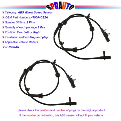 Sensor de velocidad de rueda trasero izquierdo derecho ABS para Nissan Rogue 15 Rogue Select 14-17 Foto 1 de 4