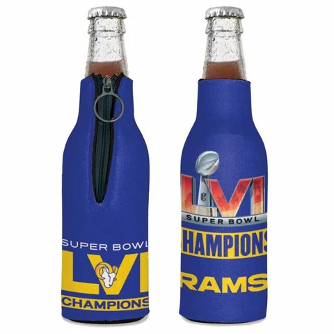LOS ANGELES RAMS SUPER BOWL LVI CHAMPIONS BOTTLE HOLDER COOZIE COOLER W/ ZIPPER Cover