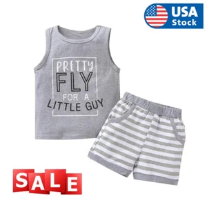 Kid Toddler Baby Boy Girl Summer Tank Top Shorts Set Casual Outfit Clothing Cute - Picture 1 of 12