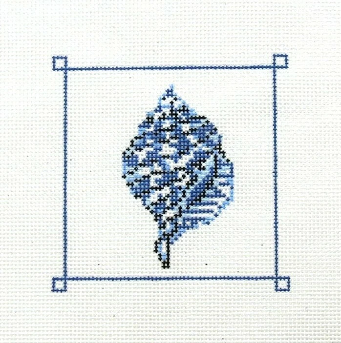 Kelly Clark Square Blue Shell 951 Ornament Handpainted Needlepoint Canvas  - Image 1 of 1