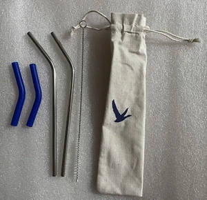 Grey Goose Resuable Stainless Steel Cocktail Straws-set Of 2 NIP - Picture 1 of 1