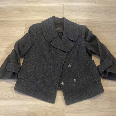 Robert Rodriguez Mujer Blazer Gris Cuello Botón Delantero Mezcla Algodón Foto 1 de 4