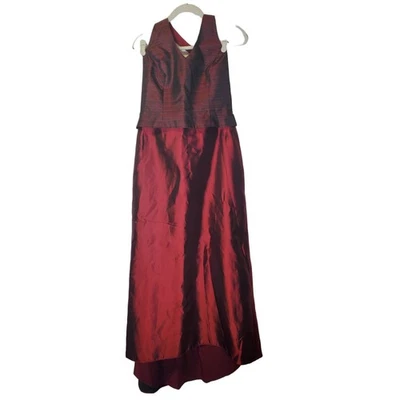 NEW JS Collections Petite 12 Dark Red Halter Hi Low Full Length Dress Formal  - Image 1 of 4