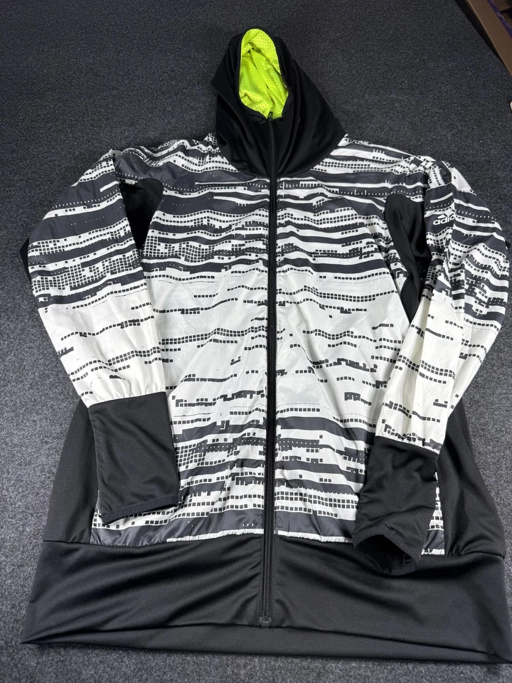 Adidas Hooded Windbreaker Jacket Mens Large Full Zip Outdoors Breathable - Image 1 of 4