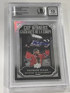 Patrick Kane Signed Tim Hortons Cup Winners Blackhawks Card Slabbed Beckett IP a - Picture 1 of 3