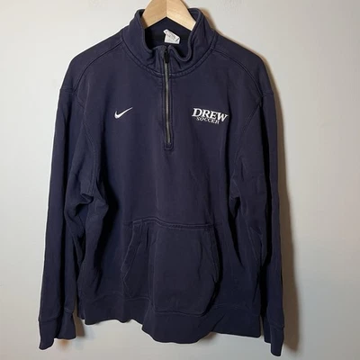NIKE Drew University Rangers FÚTBOL 1/4 Cremallera Pullover Para Hombre XL Azul Sudadera Foto 1 de 4