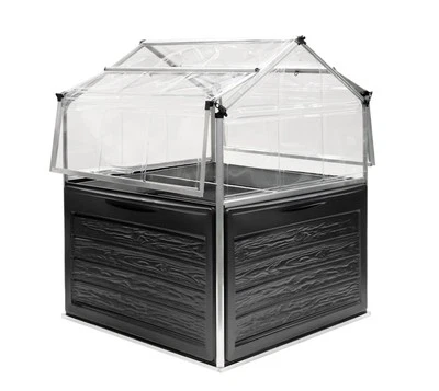 PALRAM Hochbeet Gemüsebeet Metall mit Gewächshaus anthrazit Canopia 118x118x147cm