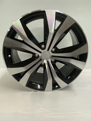 VOLKSWAGEN ALUMINUM ALLOY RIM, 2017 TOUAREG, BLACK W/SILVER TRIM. OEM, NEW. - Image 1 of 4