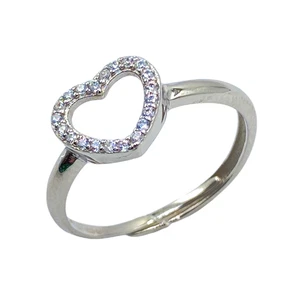 Anello con Cuore e Zirconi Bianchi in Argento 925 - Picture 1 of 1