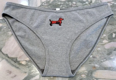 NUEVO Bikini Victoria Secret ROSA Algodón Acanalado - Gris y Cuadros Perro Bordado XXL Foto 1 de 3