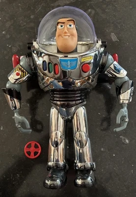 Toy Story Buzz Lightyear Interstellar Chrome 12”  Figure Untested 1995 VTG - Image 1 of 4