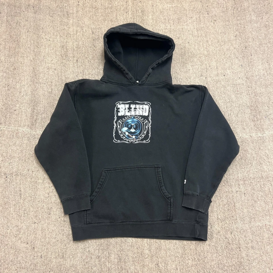 Vintage Blind Skateboards Hoodie Youth Large Black 2000s Grim Reaper Foto 1 de 4