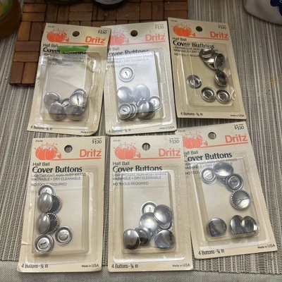 6 4-Pack 24 Dritz Half-Ball Cover Buttons Size 30 3/4" 213-30 All-But-One Sealed - Image 1 of 4
