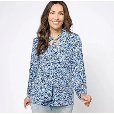 Blusa Bruja Gótica Tejido Líquido Slinky Azul Manga Larga Susan Graves Foto 1 de 4