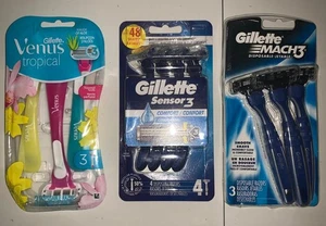Lot of 3, Gillette MACH 3, Venus Tropical & Sensor 3, Disposable Razors. - Picture 1 of 10