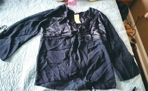 Vintage Secret Treasures 3-Piece Satiny Sleep Pajamas Black Large NOS - Picture 1 of 15