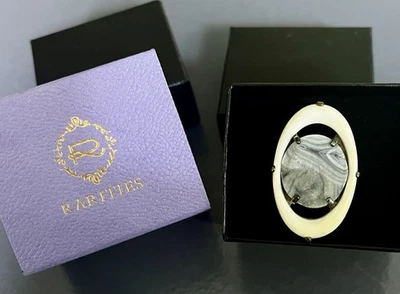 Anillo de ágata/drusy de rarezas en plata de ley 925 gris talla 9 Foto 1 de 4