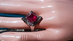Ruby & Champagne Diamond Ster Silver Ring Sz 7 HSN price: $299.90 - Bild 1 von 3