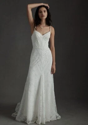 Vestido de novia Anthropology blanco de encaje NUEVO talla 14 Foto 1 de 4